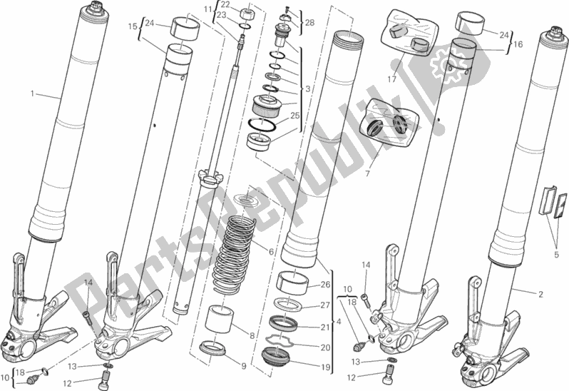 Todas las partes para Tenedor Frontal de Ducati Diavel Diesel Thailand 1200 2017